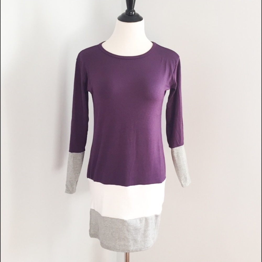 Purple Color Block Body con Long sleeve Dress
